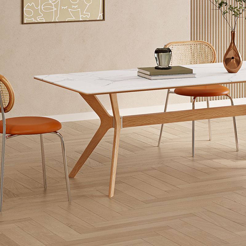 Nordic 1/4/5/7 Pieces Furniture Rectangle Stone Dining Table Set in White