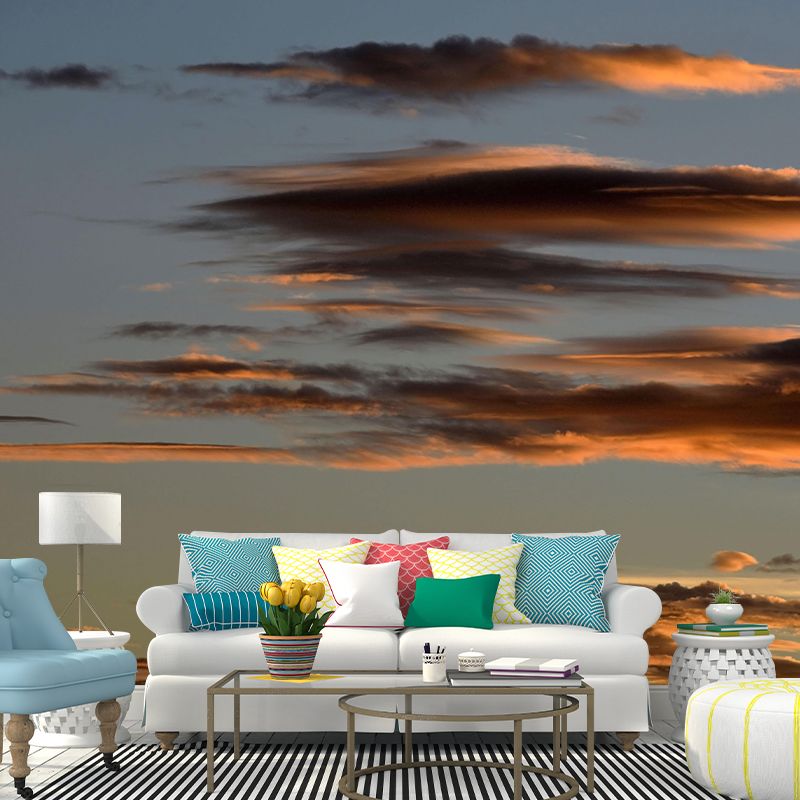 Contemporary Style Sunset Mural Mildew Resistant Wall Covering for Living Room Decor
