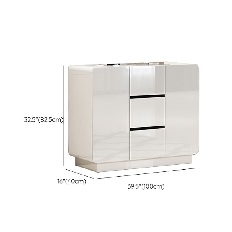 White Engineered Wood Sideboard Modern Style Sideboard with 3 Drawers