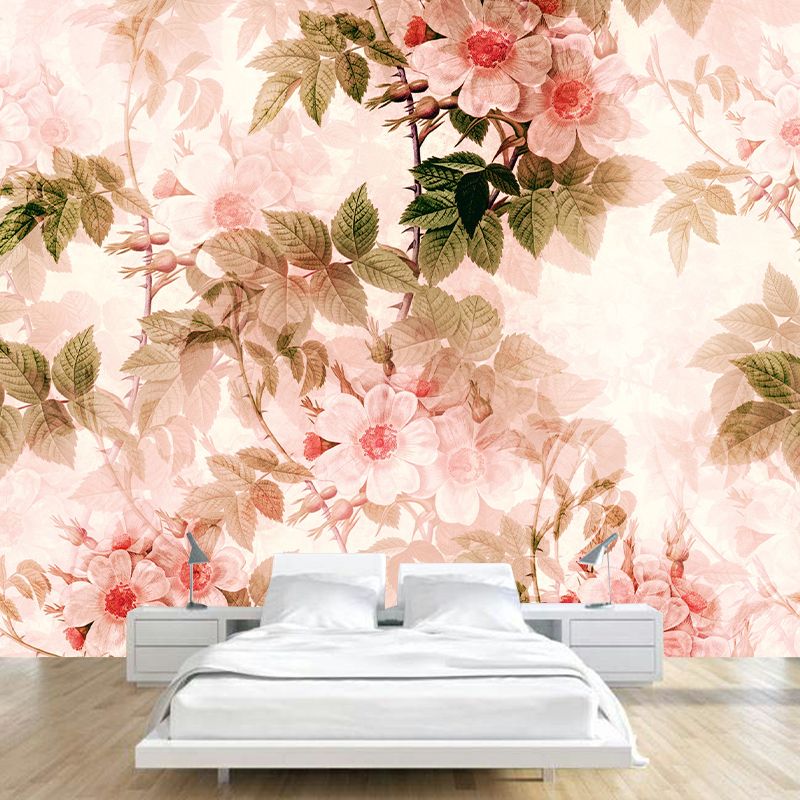 Romantic Flower Illustration Mural for Living Room and Bedroom Wall Decoration
