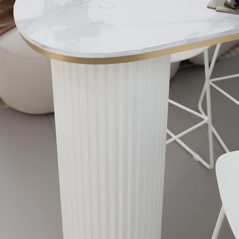 Faux Marble Bistro Bar Table Double Pedestal Bar Table for Living Room