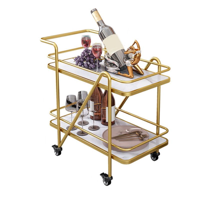 Contemporary Rolling Rectangular Prep Table Metal Prep Table for Home Use