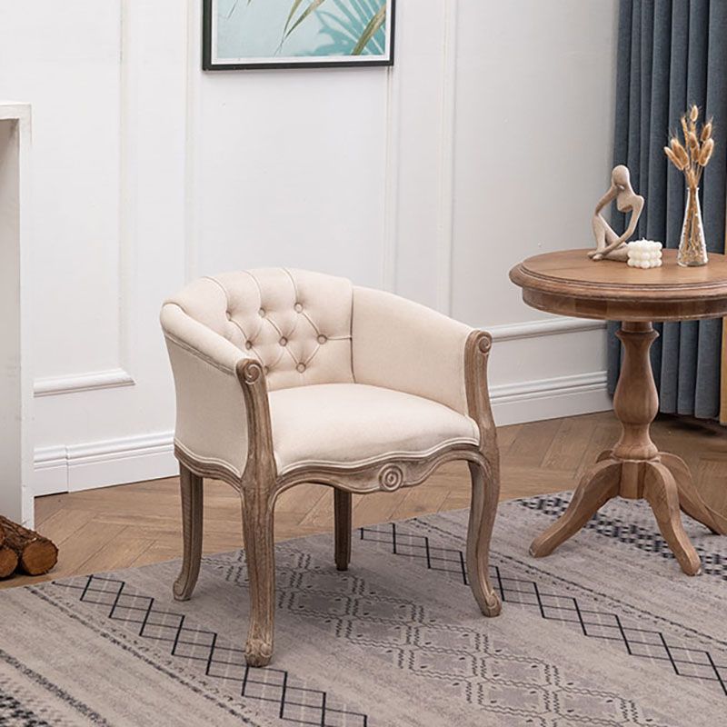 Farmhouse Fabric Home Arm Chair Matte Finish Solid Back Dining Chair