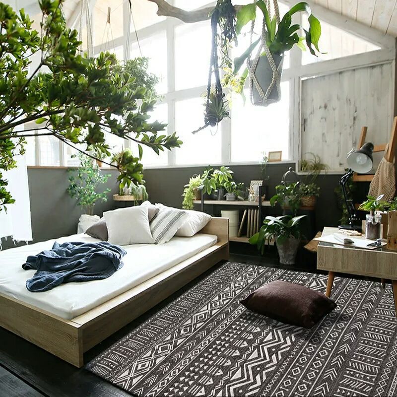 Fashion Multi Color Geometric Rug Synthetics Nordic Area Carpet Pet Friendly Non-Slip Backing Machine Washable Rug for Lounge