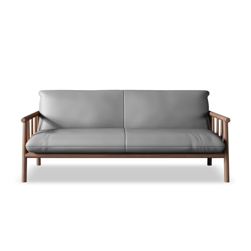 Farmhouse Square Arm Sofa Tight Back Settee with Walnut/Natural Legs