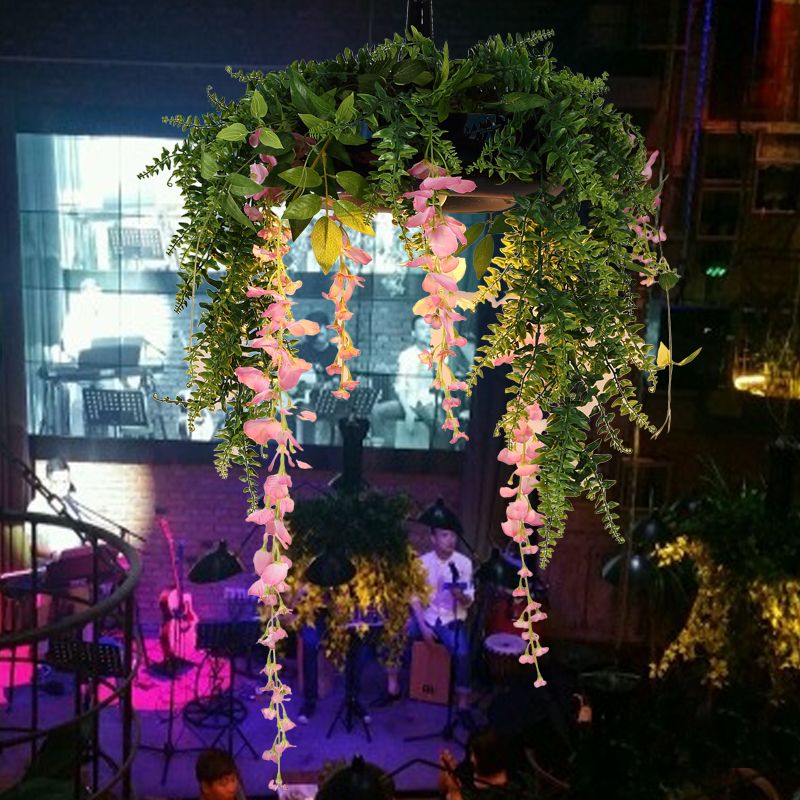 Plant Metal Down Lighting Pendant Retro 1 Bulb Restaurant LED Hangend plafondlicht in groen
