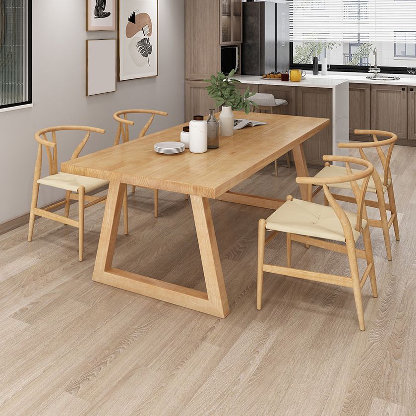 Dennen vaste houten rechthoek tafel moderne eettafel in de natuur met dubbel voetstuk