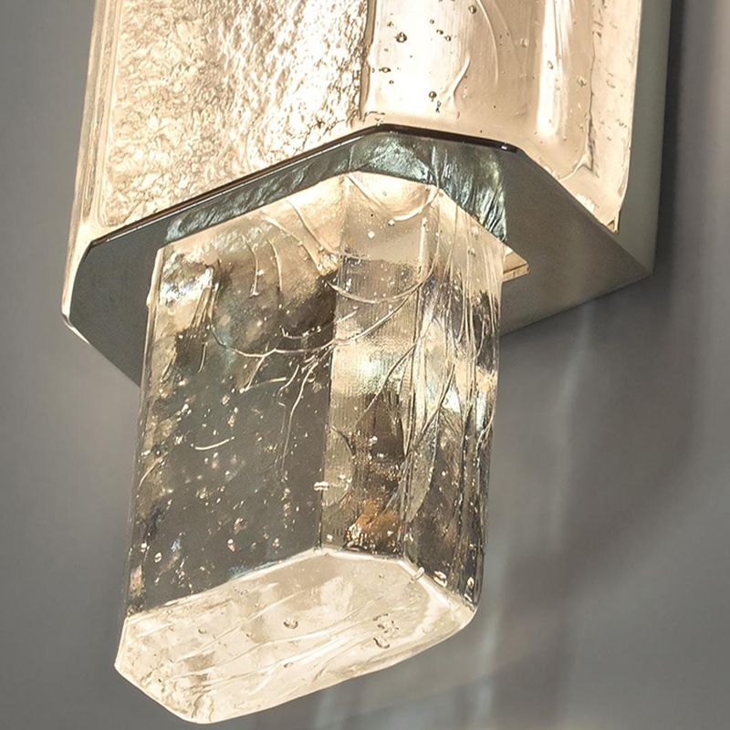 Contemporary Glass Wall Sconce 1-Light Wall Mounted Lamp for Living Room