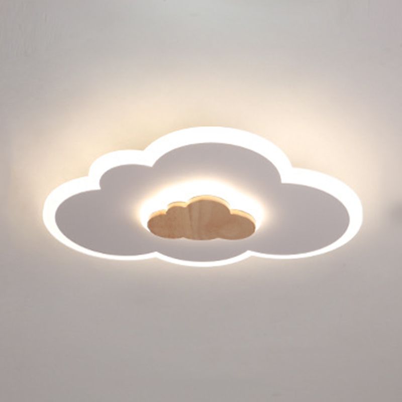 Metal Cloud Shape Flush Mount Light Kid Style 2-Lights Flush Mount Ceiling Light in White