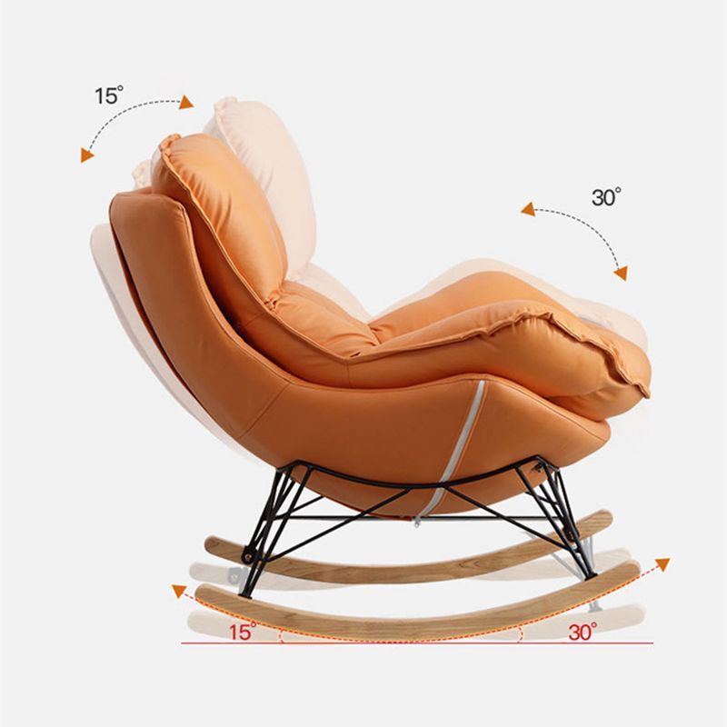 Modern Rocker Upholstered Button-Tufted with Dark legs Wingback Rocker Chair