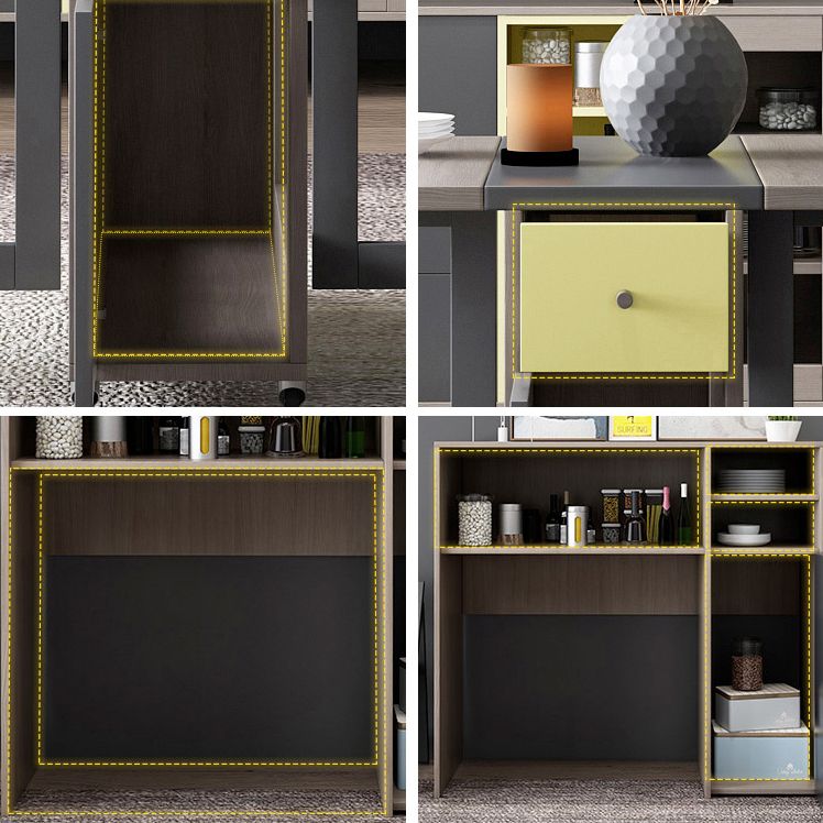 Modern Folding Dining Table Rectangle Tabletop with 2 Drawers