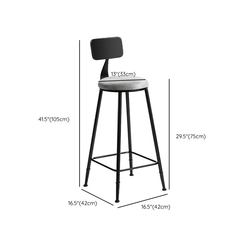 Industrial Gray Velvet Stools Metal Indoor Counter & Bar Stools