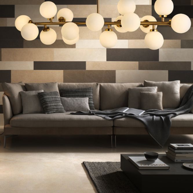 16 Luz de la isla colgante de la isla dorada moderna Luz de techo de la isla de vidrio esférico para sala de estar