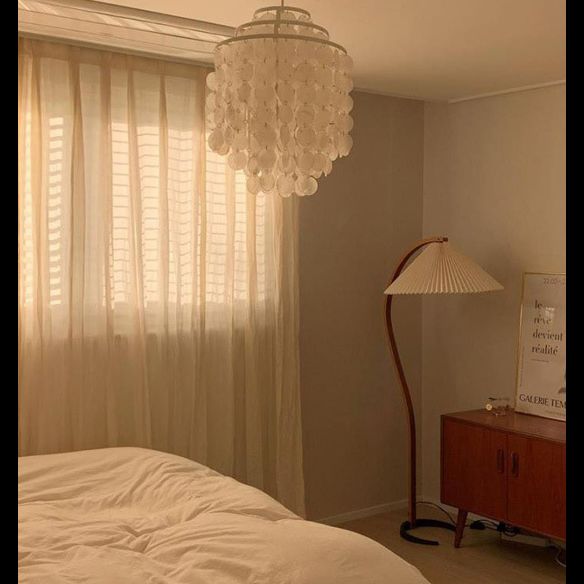 3-Tiers Shells Deco Hanging Light Contemporary Style Single Light Suspension Lamp for Dining Room