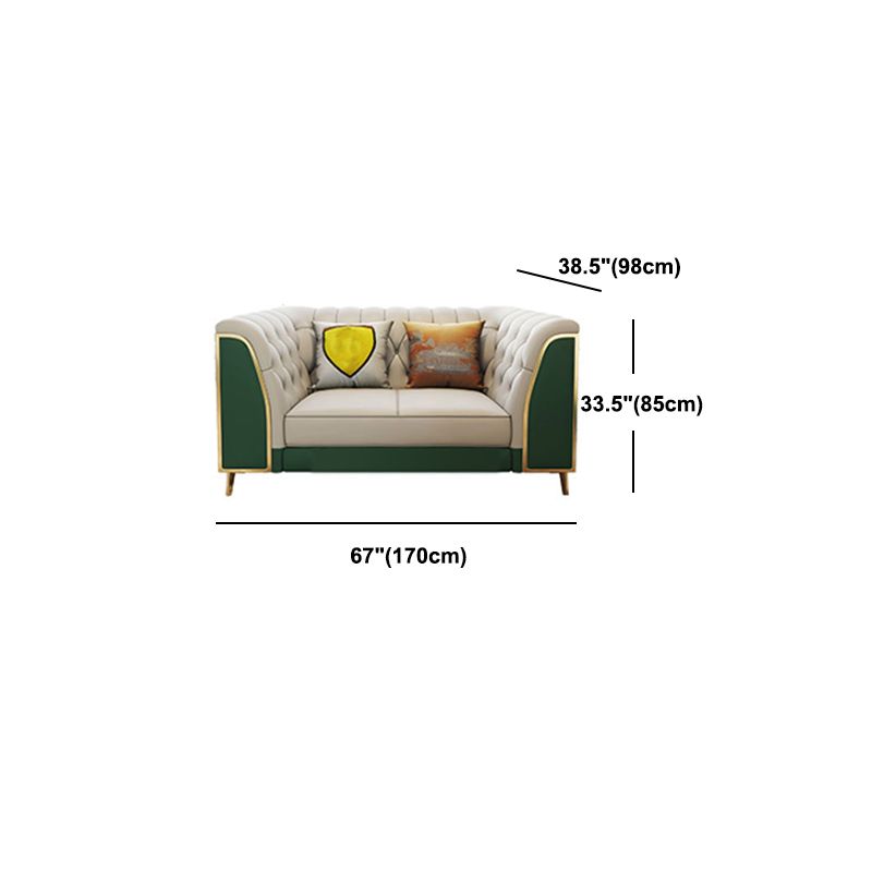 Leather Tuxedo Arm Sectional Sofa 33.46"High Tufted Split-Back Sofa