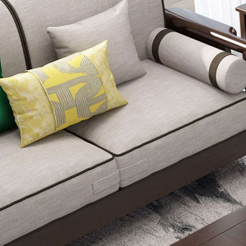Contemporary Solid Wood Frame Cotton Blend Sofa in Brown For Living Room