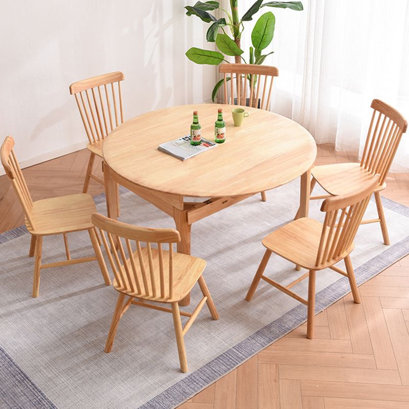 Solid Wood Dining Table Modern Extendable Furniture with 4 Legs for Home