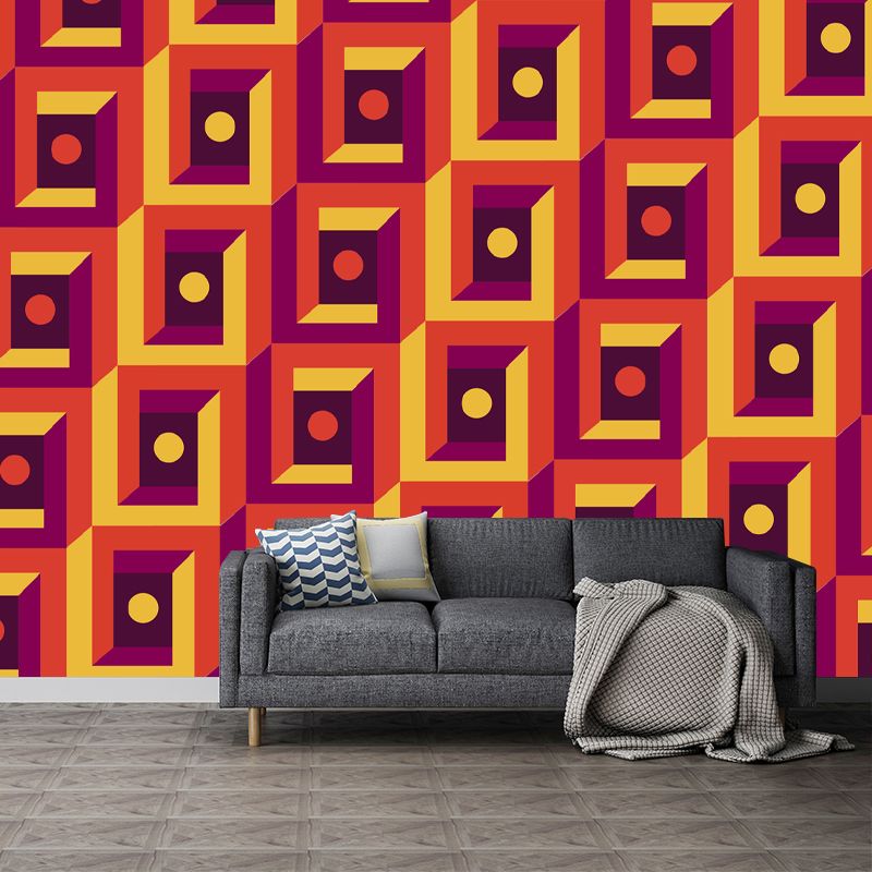 Customized Geometry Wall Mural Mildew Resistant Wallpaper for Dining Room