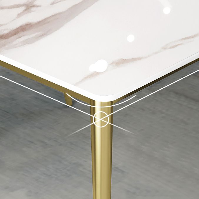 Slate and Metal Table Glam Style Minimalist Rectangular Dining Table