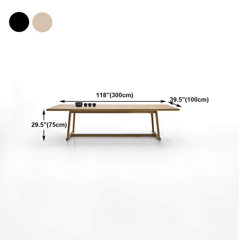 Mesa de comedor de madera maciza contemporánea con base de caballete