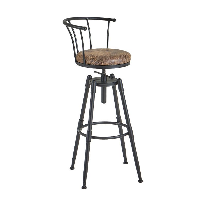 Barhocker im Industriestil, Metall, 4 Beine, runder Sitz, Barhocker für Küchenbar