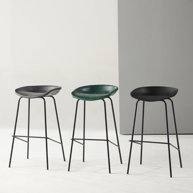 Modern Backrest Armless Counter Stool Iron Bar Stool with Pedal for Cafe