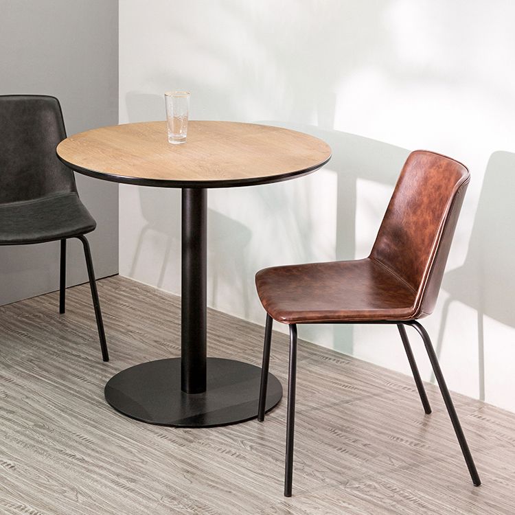 Chaise de salle à manger industrielle en métal, chaises latérales rembourrées sans accoudoirs en cuir pour usage domestique