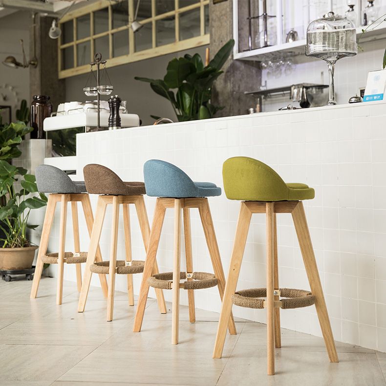 Modern Rubberwood Indoor Stool Matte Finish Upholstered Bar Stools