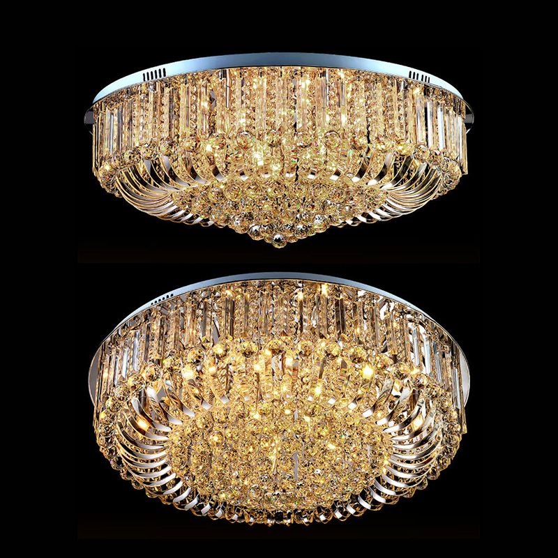 Contemporary Flush Mount Light Multi Head Clear Crystal Ceiling Lamp for Bedroom