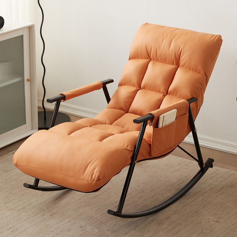 Contemporary Rocking Chair Wing Back Rocker Chair with Removable Cushions