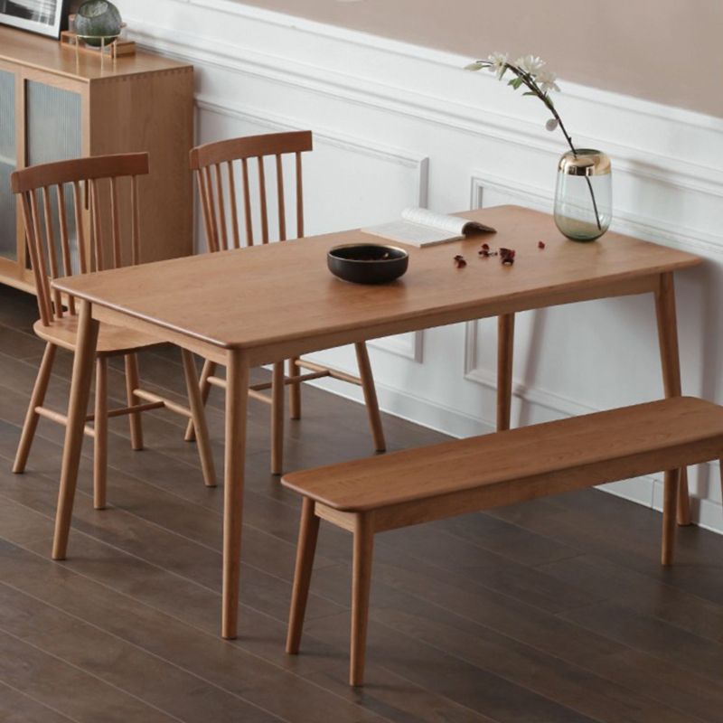 Contemporary Solid Wood Rectangle Shape Dining Furniture 4 Wood Legs Table Formal for Dining Room