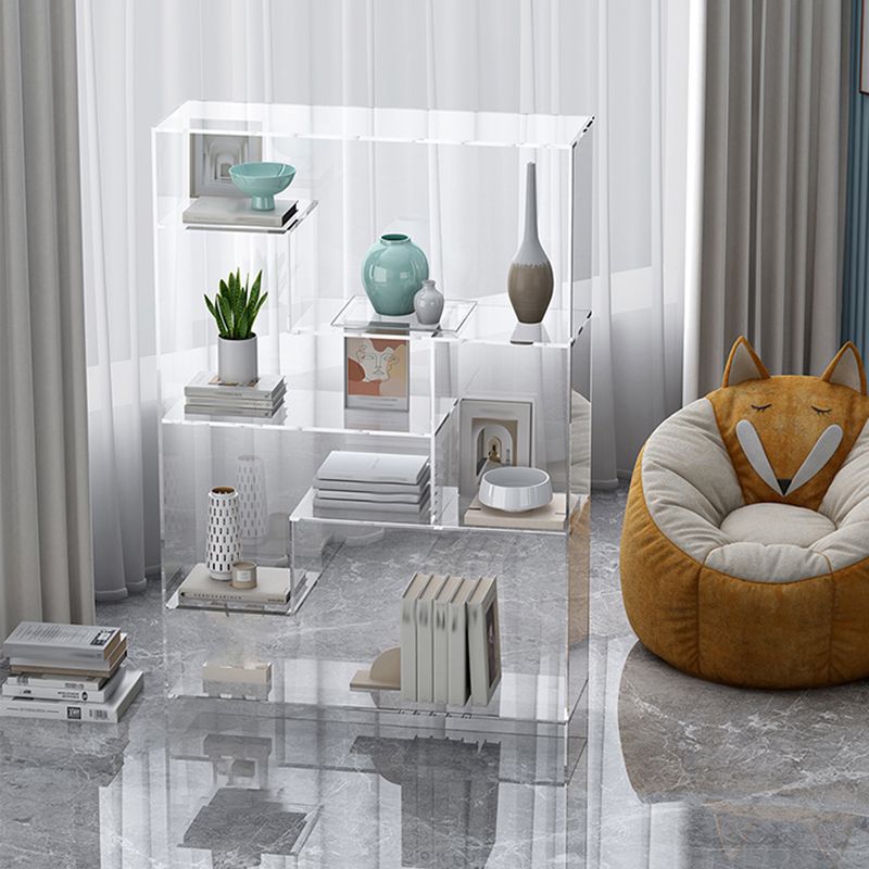 Acrylic Bookcase Modern Style Closed Back Vertical Bookshelf for Office