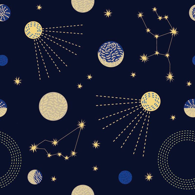 Pastel Color Modern Mural Wallpaper Universe Scenery Wall Covering for Guest Room