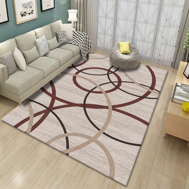 Living Room Rug Modern Geometric Area Rug Polyester Non-Slip Backing Carpet
