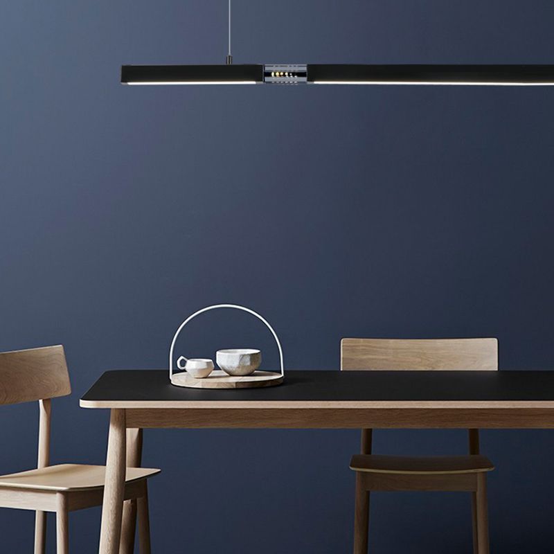Linear Island Lighting Fixtures Contemporary Metal Island Ceiling Light for Dining Room