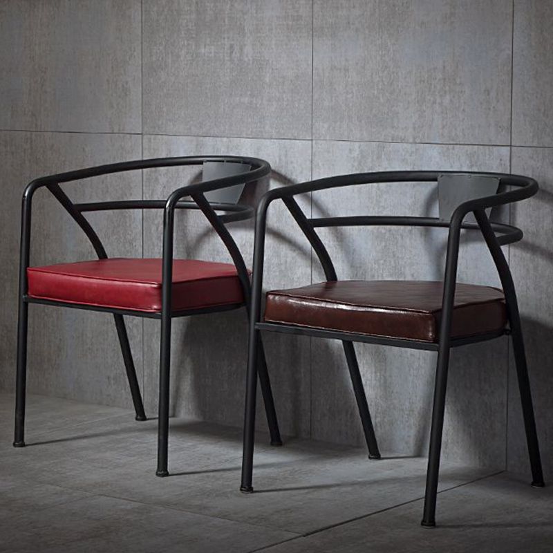 Industrial Upholstered Dining Chairs Metal Open Back Dining Chairs