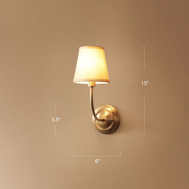 Conic Wall Lamp Fixture Simplicity Fabric 1-Light Foyer Wall Lighting Ideas in Gold