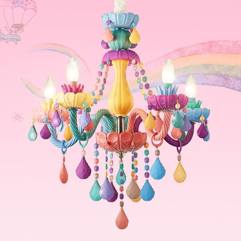 Candle Chandelier Light Nordic Macron Glass Living Room Hanging Pendant
