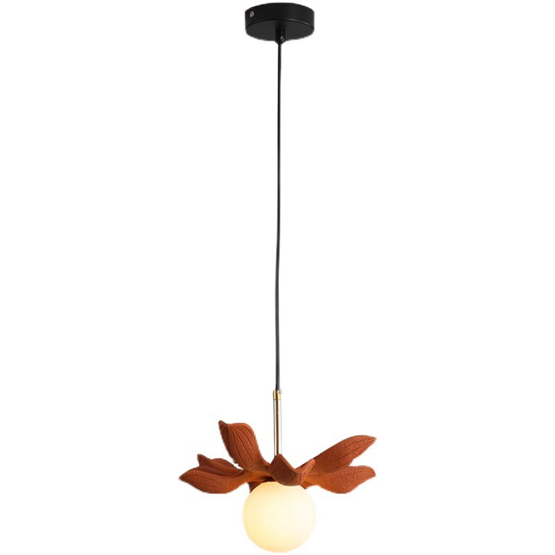 Indoor Globe White Glass Hanging Light, Simple  Hanging Lamp with Flower Top