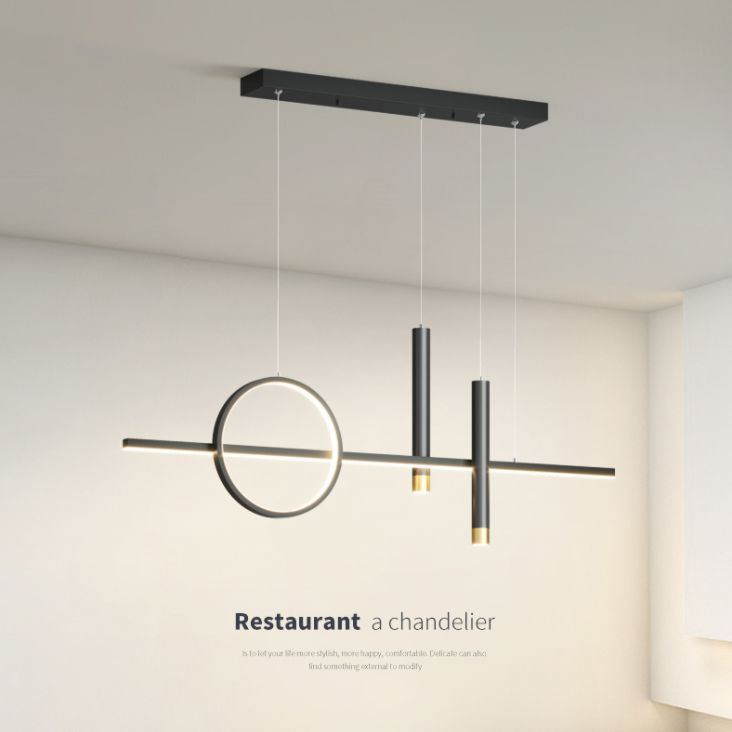 Sala da pranzo moderna illuminazione isola a LED Linea di ciondolo nero in metallo