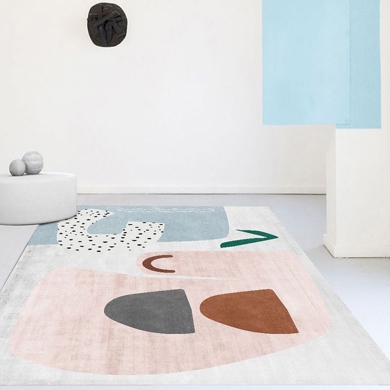 Nordic Colorblock Abstract Living Room Rug Polyester Novelty Abstract Rug Washable Pet Friendly Carpet