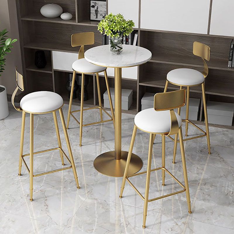 Nordic Marble Bar Table 42-inch Height Gold Metal Base Bistro Table