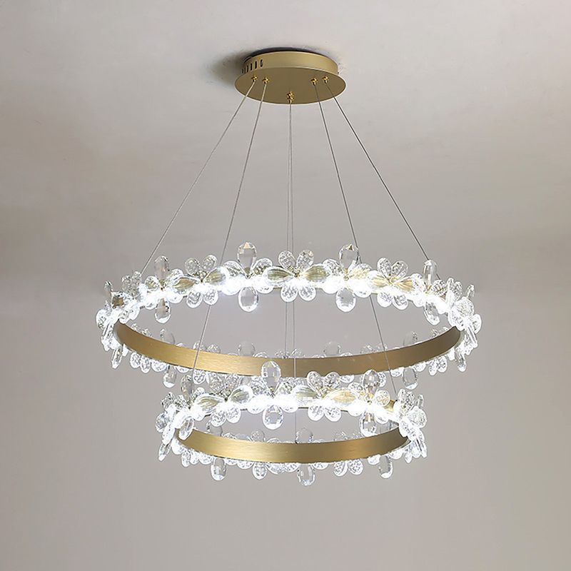 Lámpara circular de la escalera flores cristal