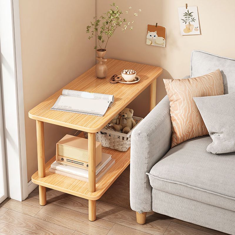 Modern Style Side End Snack Table Wooden with Storage End Table