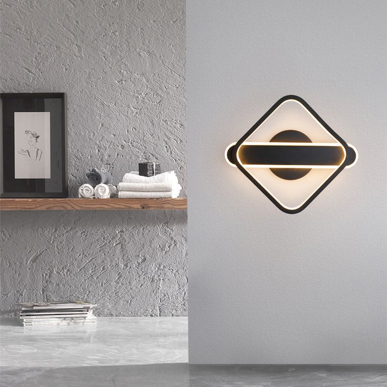 Square Aluminum Simplicity LED Wall Lamp 9.5" H Geometric Lines Acrylic Sconce Lighting Fixture for Bedroom