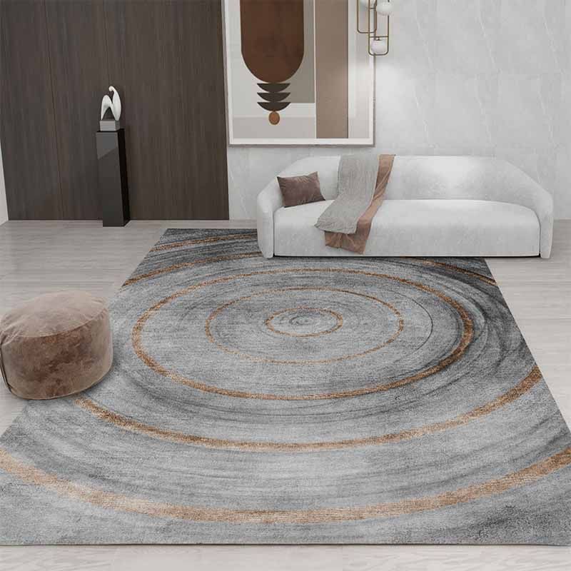 Grey Modern Rug Tie-Dye Pattern Polyester Area Carpet Stain Resistant Rug for Home Decor