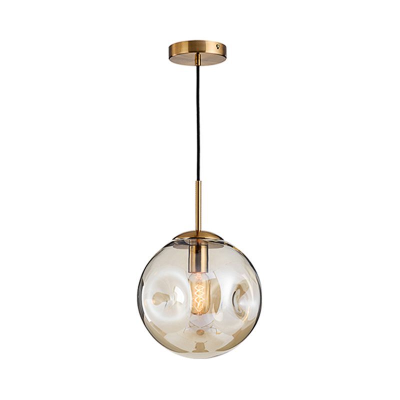 Pendre de style moderne 1 Bulbe Lumière avec une teinte en verre concave Silver / Red Global Hanging Lightture pour le restaurant