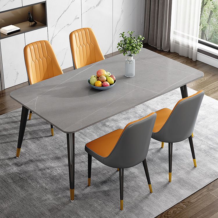 Glam Style Furniture Rectangle Stone Dining Room Table for Kitchen