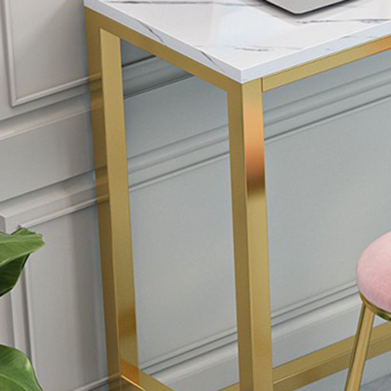 Glam Indoor Bar Dining Table Rectangle Bar Stool Table with Footrest