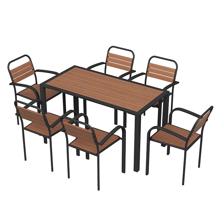 Industrial Wood Patio Dining Table 1/5/7 PCS Geometric Dining Set